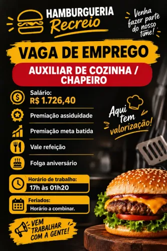 Auxiliar de Cozinha - Hamburgueria Artesanal