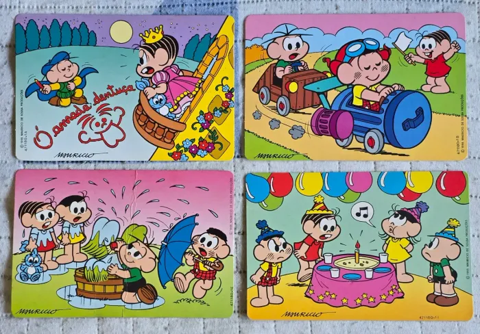 Lote c/ 4 Cartões postais do Chocolate Turma da Mônica (1993-1995) variados