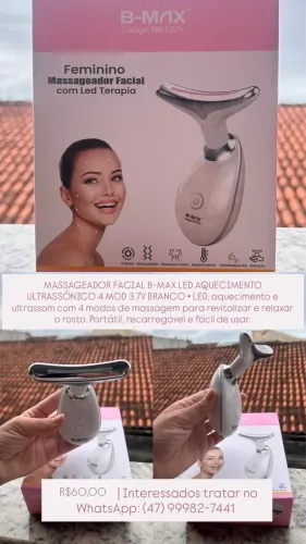 B-MAX Massageador Facial LED com Aquecimento Ultrassônico