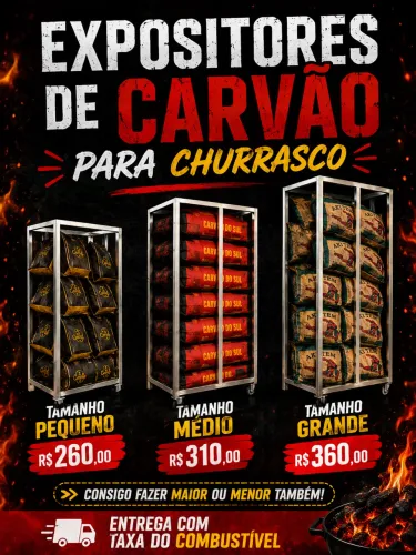 Suporte expositores de carvão para churrasco