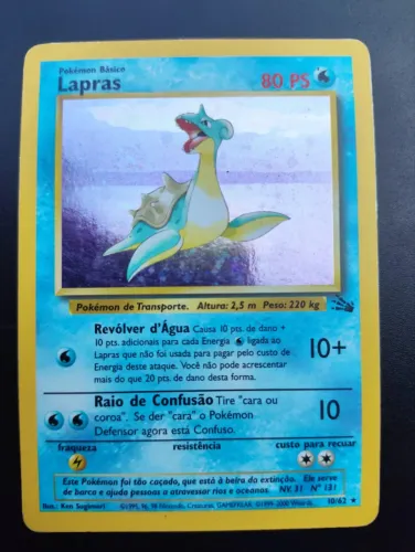 Carta Pokémon TCG Lapras 10/62 - Fossil (Português / 1999)