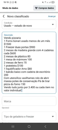 Vendo pizzaria