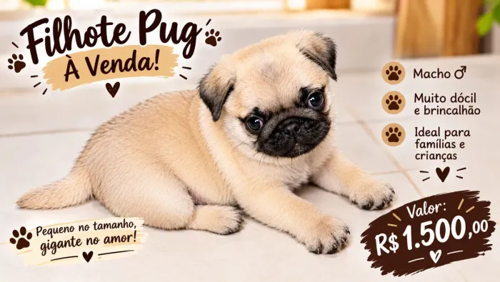Filhotes de Pug macho 