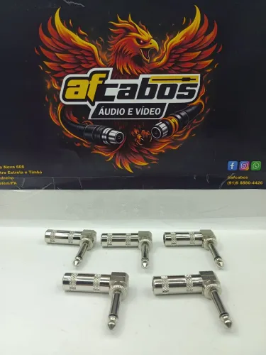 Kit com 5 plugs P10 mono 90 graus 