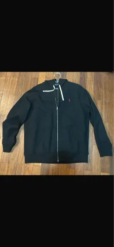 Moletom Ralph Lauren Original Zip Up - Preto | Logo Vermelho | Tamanho GG