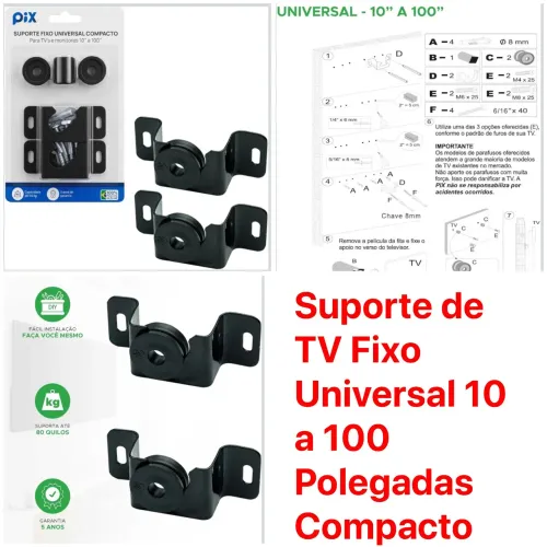 Suporte de TV Fixo Universal 10 a 100 Polegadas Compacto