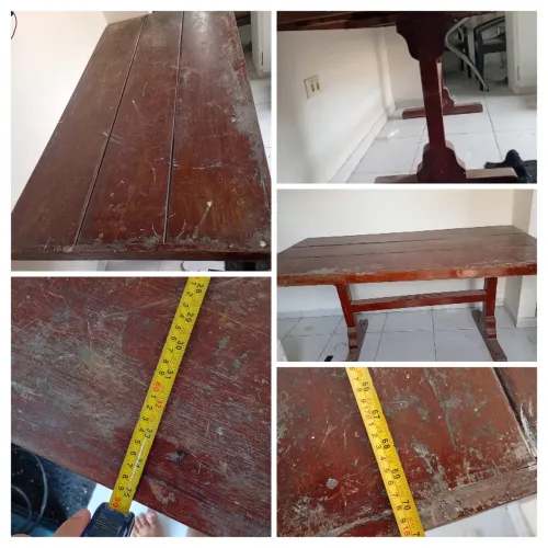 Conjunto de mesa e cadeira rústica 