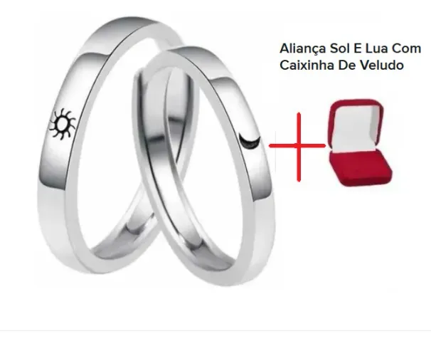 Anel Compromisso Sol e Lua 3 mm Prata 950