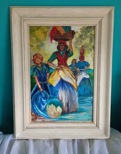 Tela com moldura - O.s.t - Lavadeiras  80 x 60 cm  