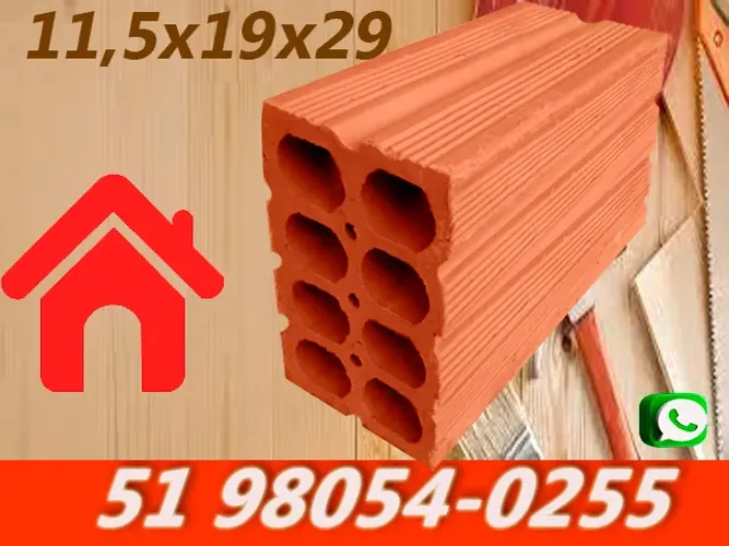 Tijolos 8 Furos 11,5x19x29 .  Porto Alegre Região e Litoral.