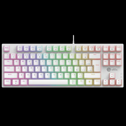 Teclado Mecânico Gamer Ninja Leap Pudim, Switch Blue, Rainbow, ABNT2, White