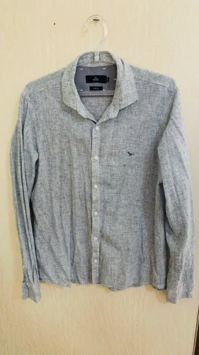 Camisa Yacht Master Slim Fit Cinza Manga Longa