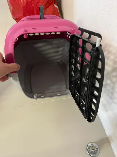 Caixa Transporte Cães Gatos Panther Nº1 Sem Bebedouro Rosa