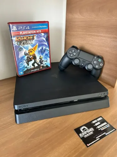 Playstation 4 Slim + JOGO! Completo!! (Aceito Cartão)