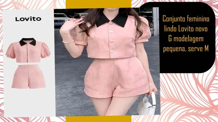 Conjunto feminino lindo Lovito novo G modelagem pequena, serve M