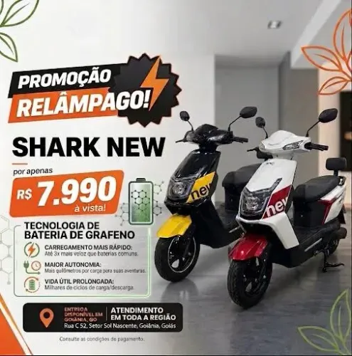 SCOOTER ELETRICA SHARK 1000W VERMELHO BATERIA DE GRAFENO 72V 26AH MARCA NEW E-BIKE
