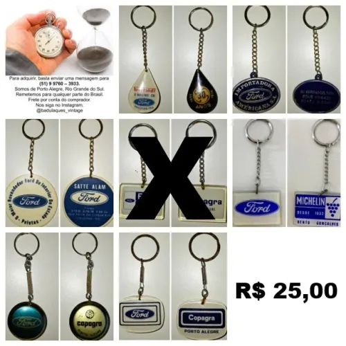  Chaveiros Antigos de Concessionárias Ford.