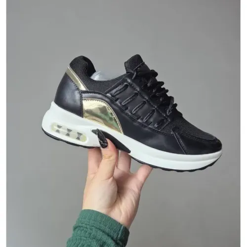 Tênis Casual Infantil/Juvenil Feminino BR 30 (21cm) Preto com Dourado e Amortecimento