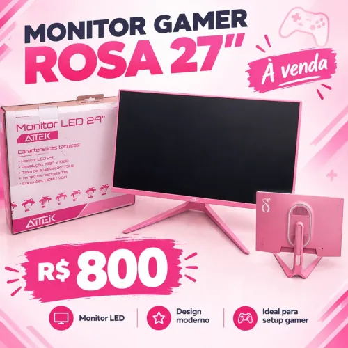 Monitor gamer 27 polegadas rosa