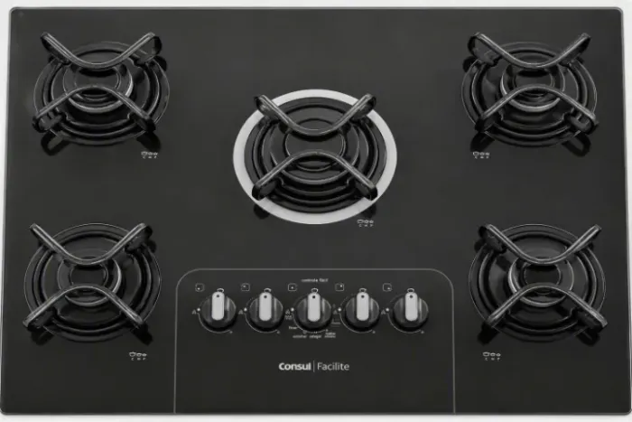 Cooktop Consul a Gás 5 Bocas com Grades Estáveis - Preto
