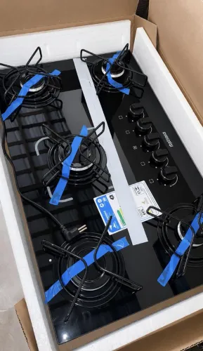 Cooktop Essencial 5 Bocas Preto Fogão de Mesa a Gás