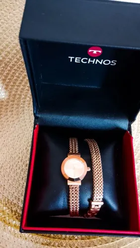 Relógio Technos Rosé pulseira dupla feminino