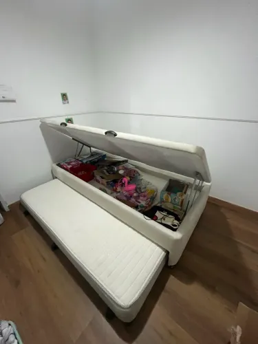 Cama solteiro baú com cama auxiliar
