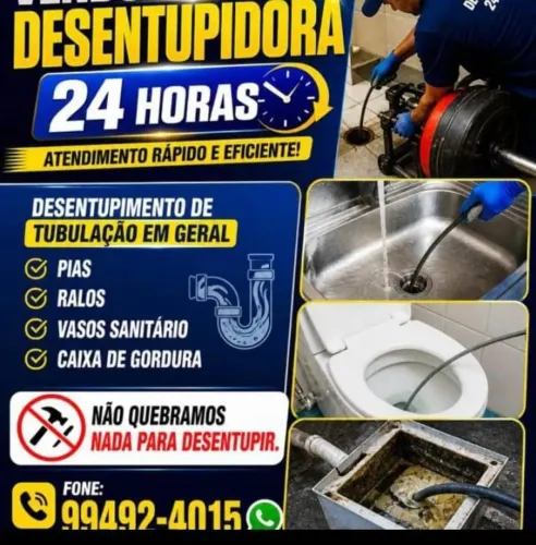 DESENTUPIDORA DESENTUPIDOR PROFISSIONAL DE PIA,PIAS,RALOS, VASOS SANITÁRIO, CX DE GORDURA
