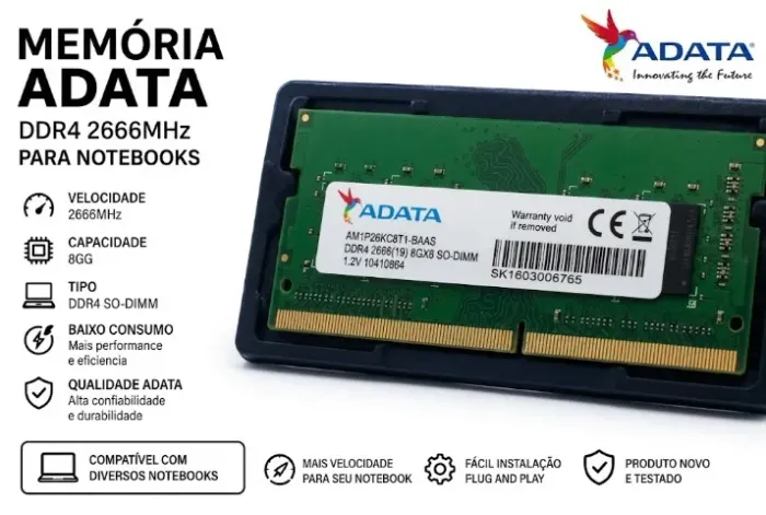 MEMÓRIA RAM 8GB DDR4 SO-DIMM (ADATA)