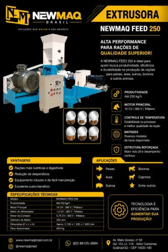 Extrusora profissional de fazer ração para peixe 250kg hora com motor completa