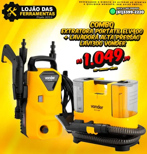 Extratora Portátil ELV400 + Lavadora Alta Pressão Lav1300 Vonder