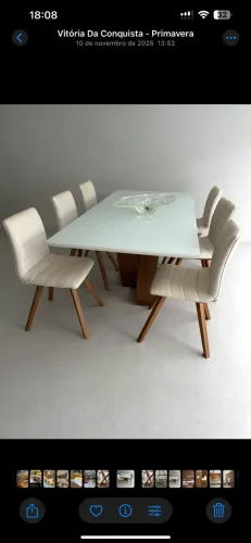 Mesa madeira 6 cadeiras