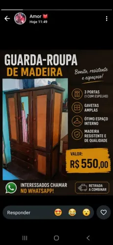 Vendo quarda roupa 550 pra vim buscar 