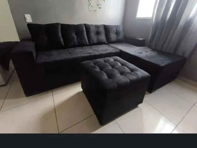 Sofá Chaise Tecido Suede diversas cores<br>Sofá com Chaise Florença Tecido Suede 2