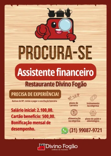 Assistente administrativo restaurante 