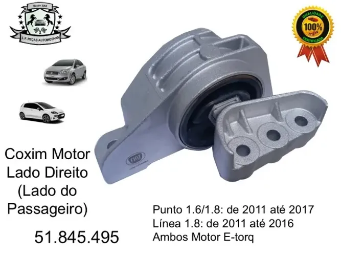 Coxim Motor Lado Direito Línea 1.8, Fiat Punto 1.6 1.8