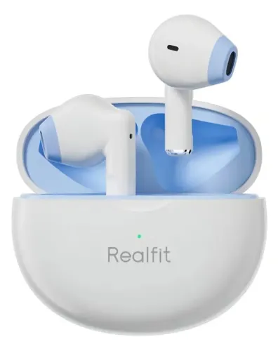 Fone Realfit F2 Bluetooth Esportivo S/ Fio - Branco E Azul