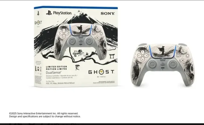 Controle Ps5 Dualsense Edição Limitada Ghost Of Yotei Preto.