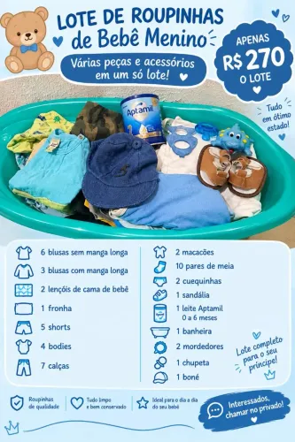 Lote de roupa de bebê menino