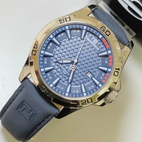 Relógio Naviforce 8023 3ATM - À Prova D?Água Social Prateado Couro Azul