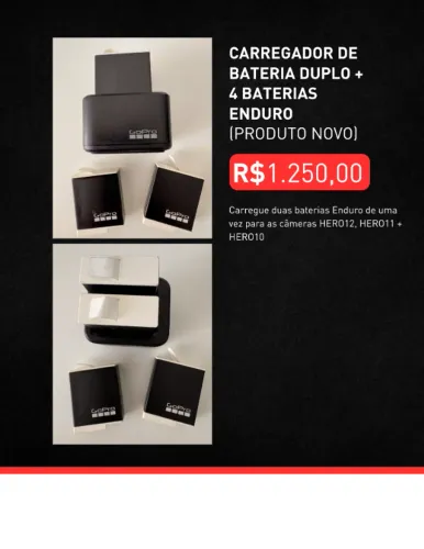 CARREGADOR DE BATERIA DUPLO + 4 BATERIAS ENDURO