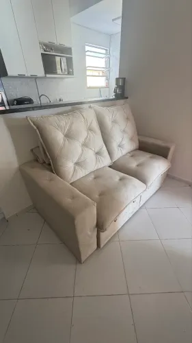     Sofá Retrátil Camurça Bege D33 Semi Novo
