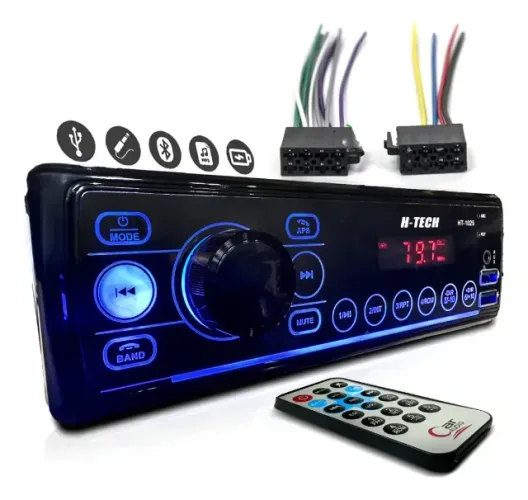 Auto Rádio Bluetooth HTECH HT-1025 2 USB MP3 Auxiliar 4x25W