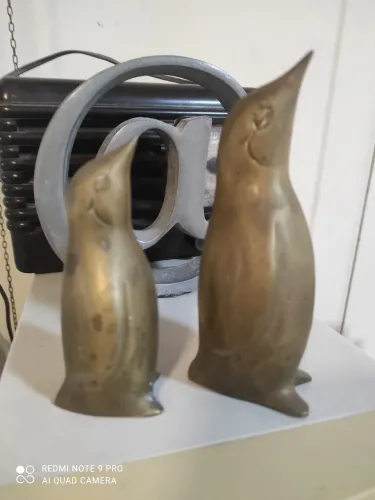 Esculturas, pinguins,metal: