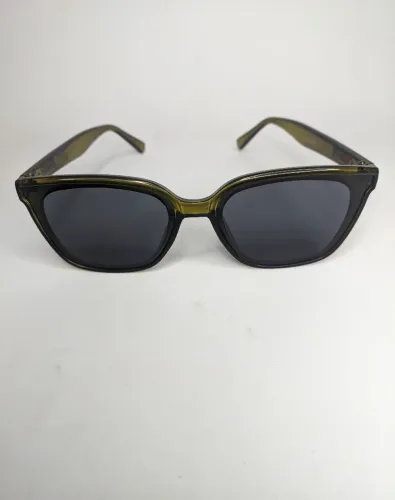 Óculos de Sol Verde Caqui Translucido - Estilo Quadrado Geométrico Moda Coreana