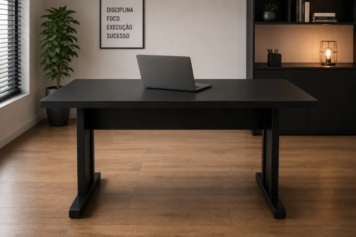 MESA DE ESCRITÓRIO MODERNA PRETA