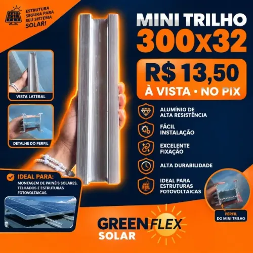 Mini Trilho 300x32 para Estruturas Fotovoltaicas.