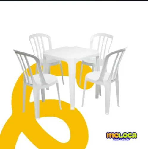 Jogo de mesa e cadeira de plástico para eventos, confraternizações e festas 
