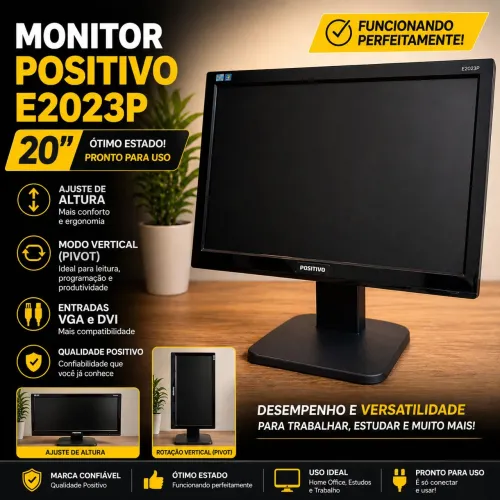 Monitor Positivo E2023P 20? | Ajuste de Altura + Pivot + DVI