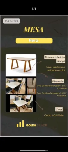 Mesa de jantar de 4 cadeiras 